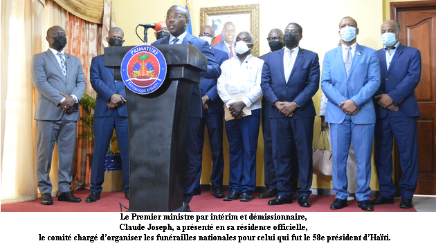Présentation du comité chargé d’organiser les funérailles nationales pour Jovenel Moïse